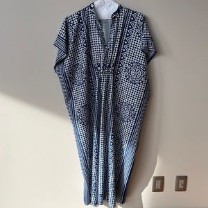 Navy Blue Patterned Tunic Dress One Size
